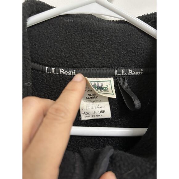 Vintage L.L. Bean Vest Black Men Fleece 10224S Made in USA Size XL - Picture 4 of 8